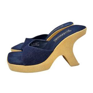 Le Chateau Women's Platform Chunky Heel Jean Slip On, Size 6